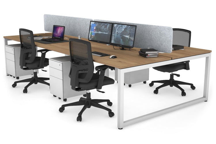 Quadro Loop Leg 4 Person Office Workstations [1600L x 800W with Cable Scallop] Jasonl white leg salvage oak light grey echo panel (400H x 1600W)