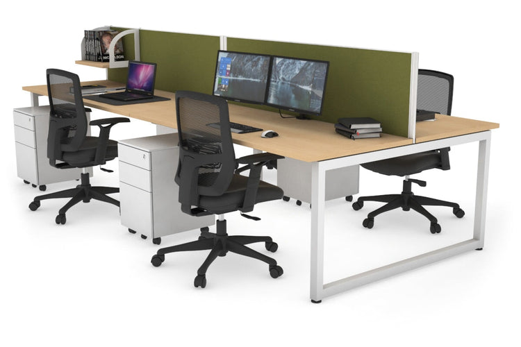 Quadro Loop Leg 4 Person Office Workstations [1800L x 700W] Jasonl white leg maple green moss (500H x 1800W)