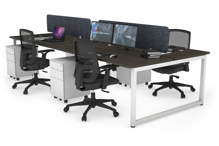 Quadro Loop Leg 4 Person Office Workstations [1800L x 700W] Jasonl white leg dark oak dark grey echo panel (400H x 1600W)