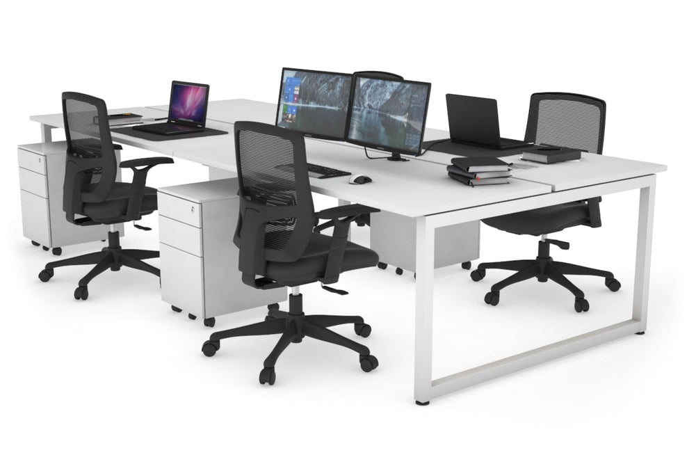 Quadro Loop Legs 4 Person Office Workstation [1800L x 700W]-white leg white none