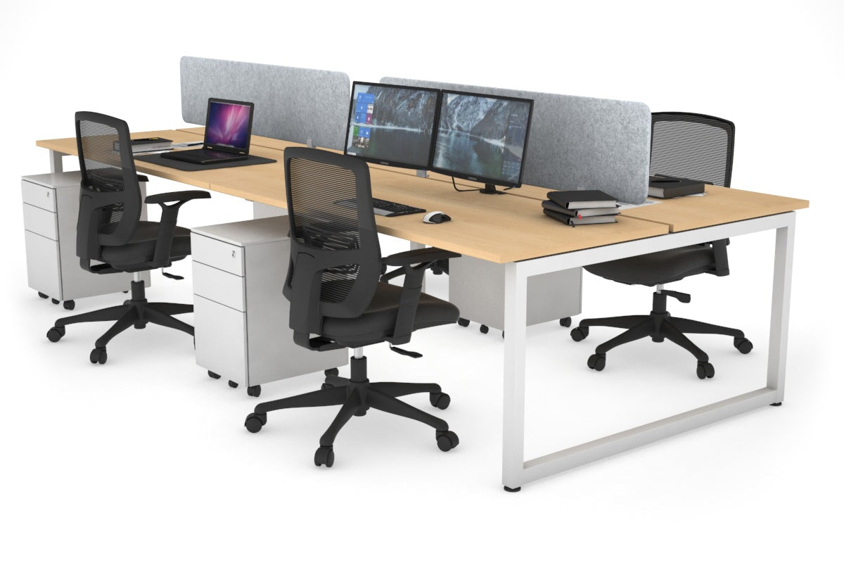 Quadro Loop Leg 4 Person Office Workstations [1800L x 700W] Jasonl white leg maple light grey echo panel (400H x 1600W)