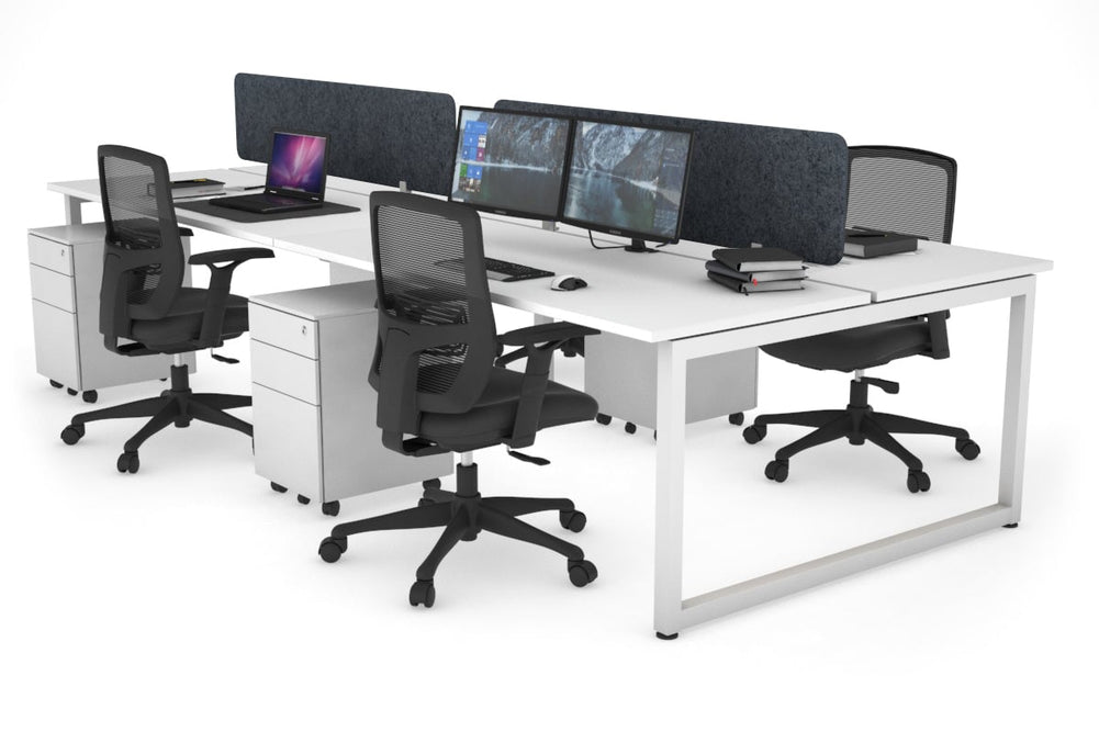 Quadro Loop Legs 4 Person Office Workstation [1800L x 700W]-white leg white dark grey acoustic panel (400H x 1600W)