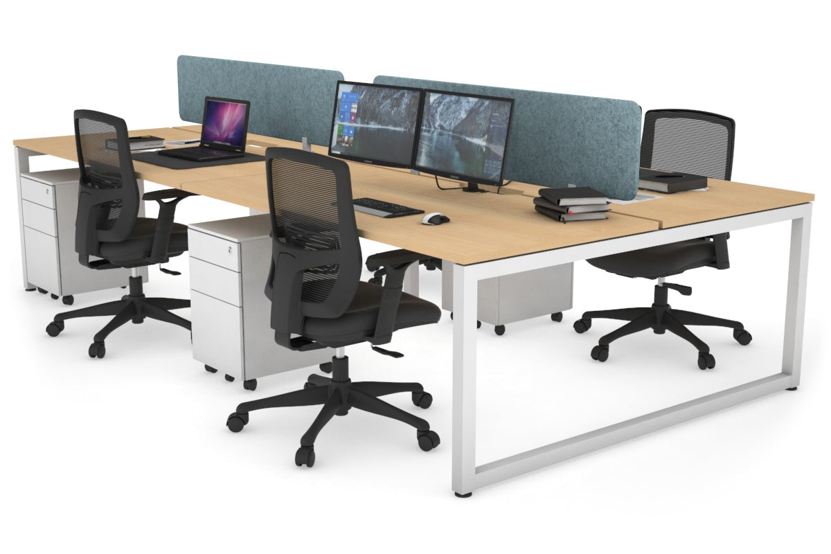 Quadro Loop Leg 4 Person Office Workstations [1800L x 800W with Cable Scallop] Jasonl white leg maple blue echo panel (400H x 1600W)