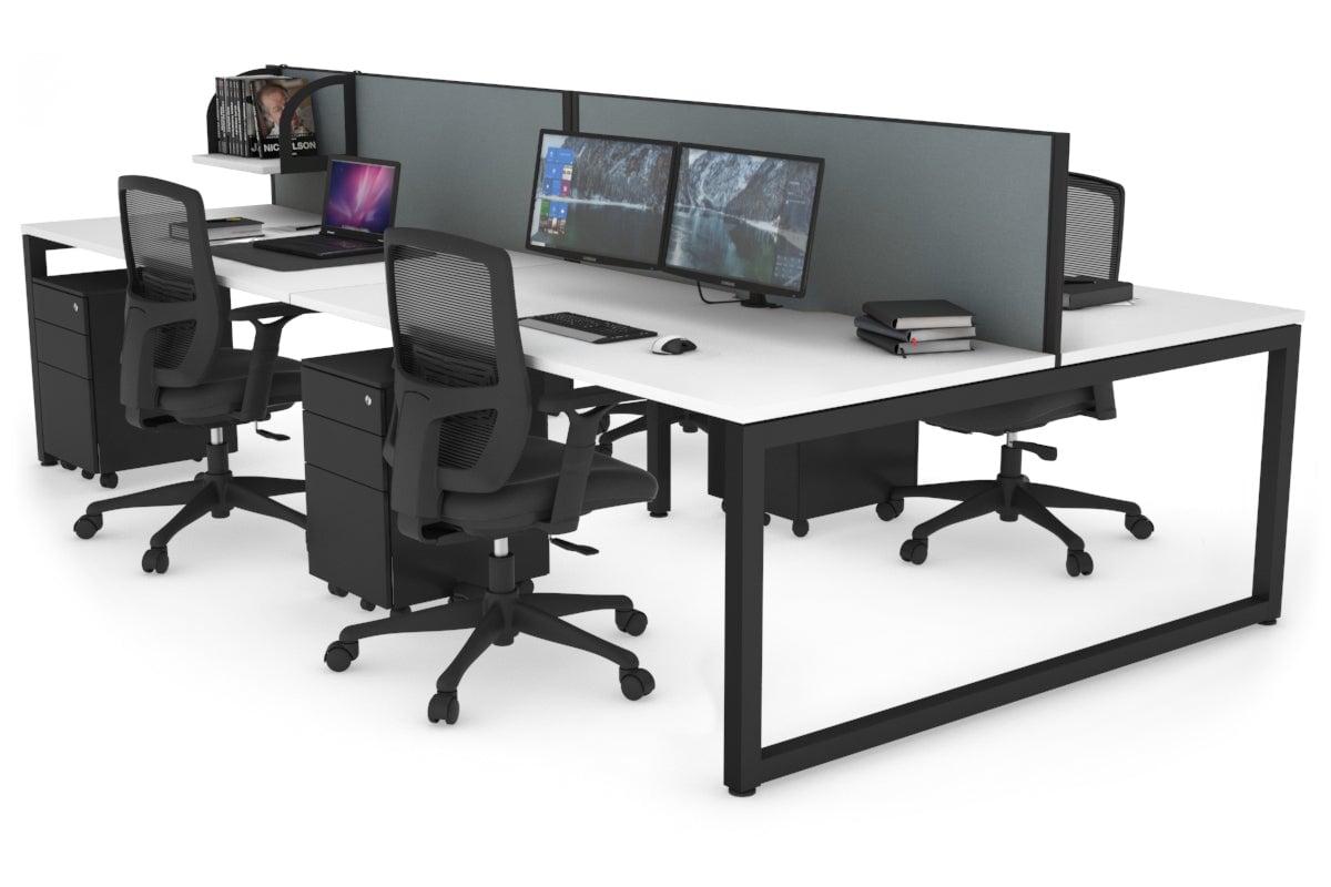 Quadro Loop Leg 4 Person Office Workstations [1800L x 800W with Cable Scallop] Jasonl black leg white cool grey (500H x 1800W)