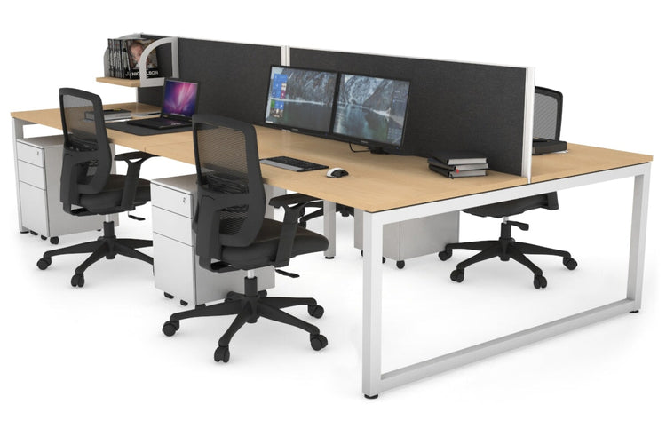 Quadro Loop Leg 4 Person Office Workstations [1800L x 800W with Cable Scallop] Jasonl white leg maple moody charcoal (500H x 1800W)