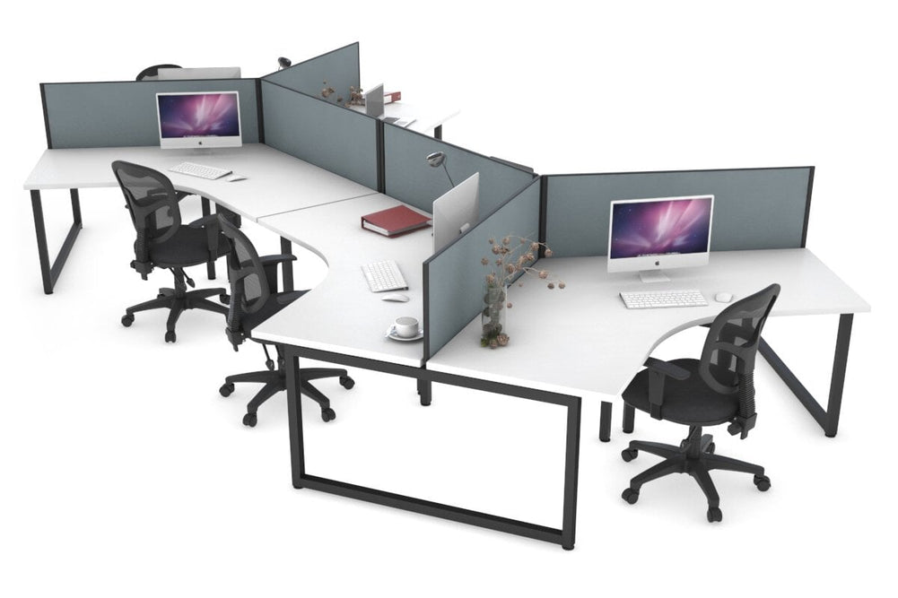 Quadro Loop Legs 6 Person 120 Degree Office Workstation-black leg cool grey (500H x 1200W) 
