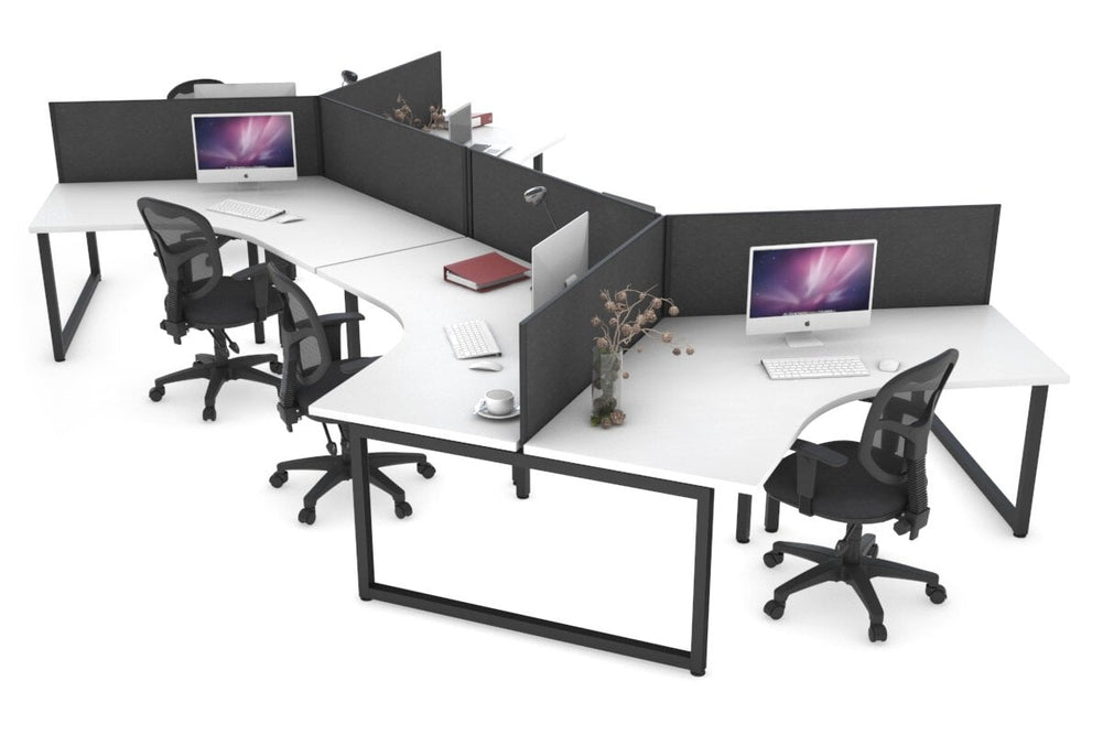 Quadro Loop Legs 6 Person 120 Degree Office Workstation-black leg moody charcoal (500H x 1200W) 