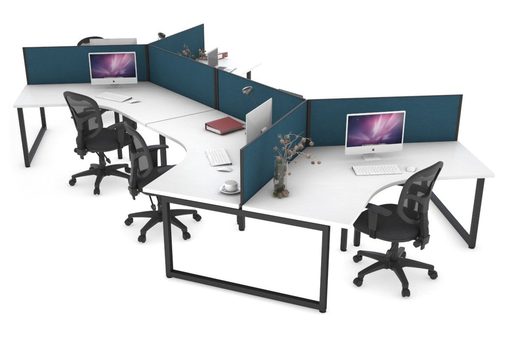 Quadro Loop Legs 6 Person 120 Degree Office Workstation-black leg deep blue (500H x 1200W) 