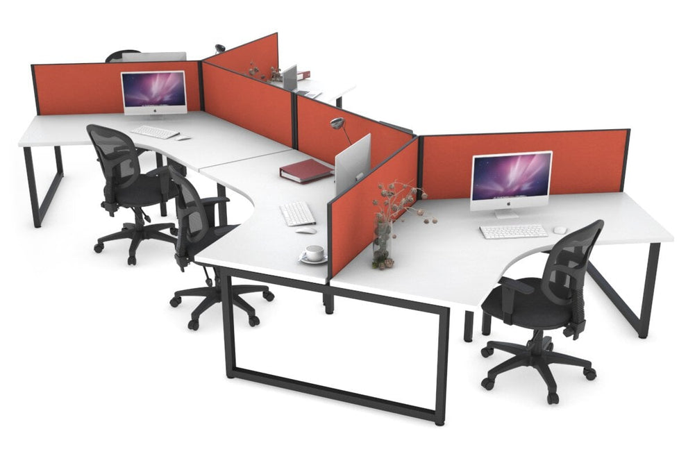 Quadro Loop Legs 6 Person 120 Degree Office Workstation-black leg orange squash (500H x 1200W) 