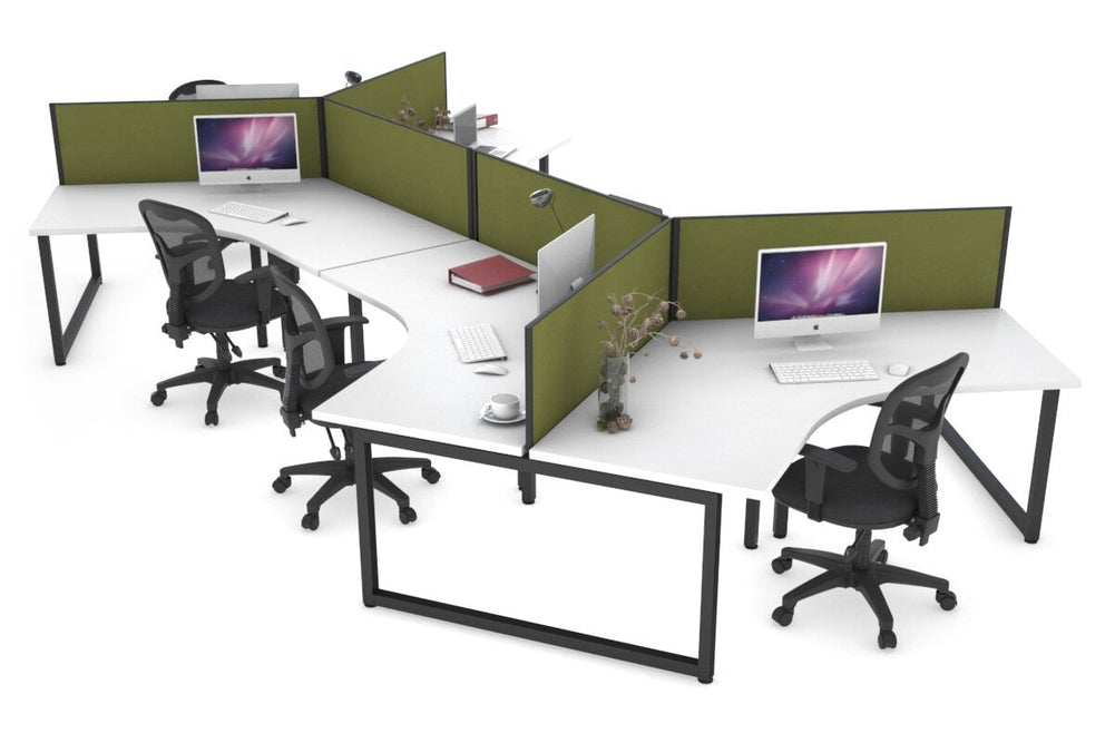 Quadro Loop Legs 6 Person 120 Degree Office Workstation-black leg green moss (500H x 1200W) 