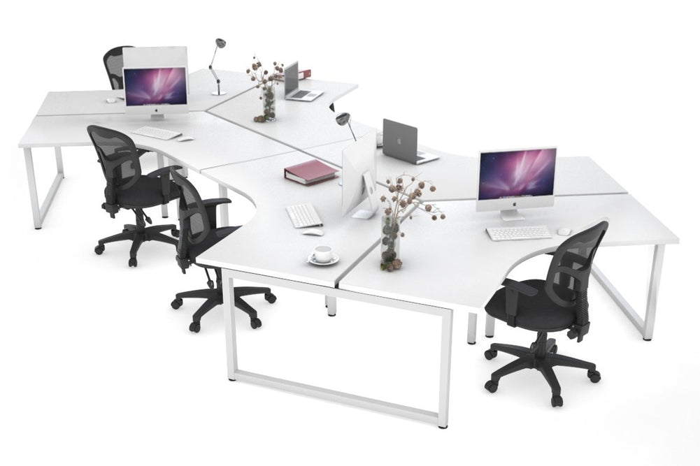 Quadro Loop Legs 6 Person 120 Degree Office Workstation-white leg none 