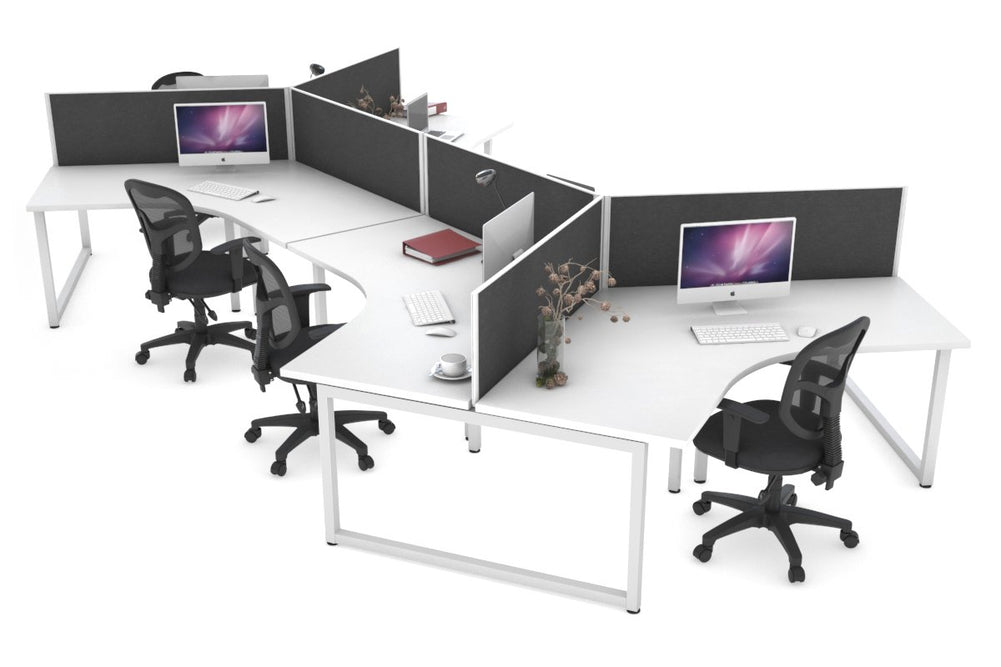 Quadro Loop Legs 6 Person 120 Degree Office Workstation-white leg moody charcoal (500H x 1200W) 