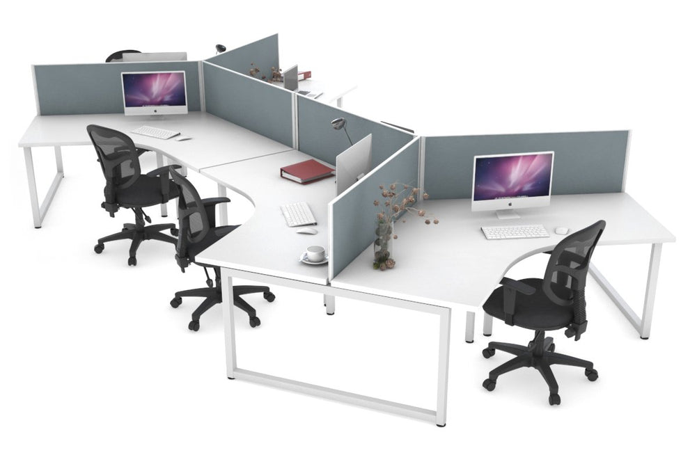 Quadro Loop Legs 6 Person 120 Degree Office Workstation-white leg cool grey (500H x 1200W) 