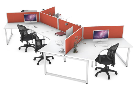 Quadro Loop Leg 6 Person 120 Degree Office Workstations Jasonl white leg orange squash (500H x 1200W) 
