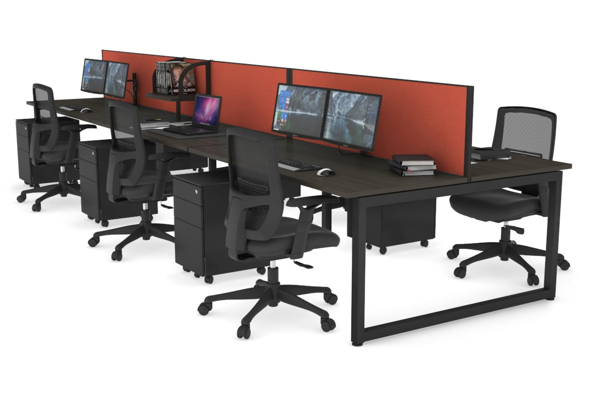 Quadro Loop Leg 6 Person Office Workstations [1200L x 700W] Jasonl black leg dark oak orange squash (500H x 1200W)