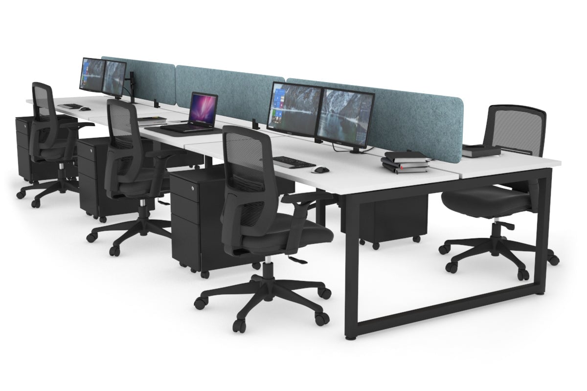 Quadro Loop Leg 6 Person Office Workstations [1200L x 700W] Jasonl black leg white blue echo panel (400H x 1200W)