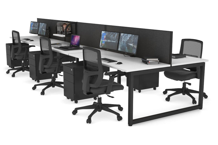 Quadro Loop Leg 6 Person Office Workstations [1200L x 700W] Jasonl black leg white moody charcoal (500H x 1200W)