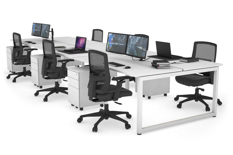 Quadro Loop Leg 6 Person Office Workstations [1200L x 700W] Jasonl white leg white none