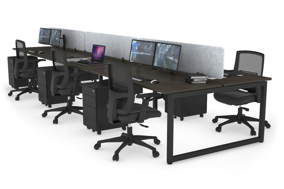 Quadro Loop Leg 6 Person Office Workstations [1200L x 700W] Jasonl black leg dark oak light grey echo panel (400H x 1200W)