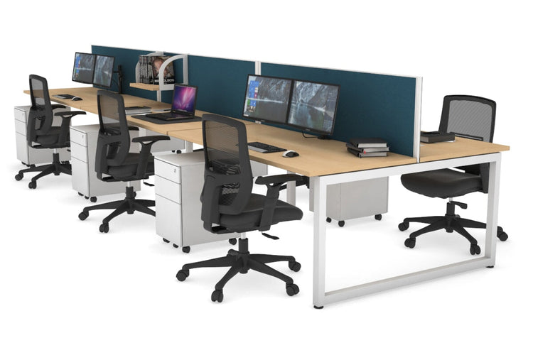 Quadro Loop Leg 6 Person Office Workstations [1200L x 700W] Jasonl white leg maple deep blue (500H x 1200W)