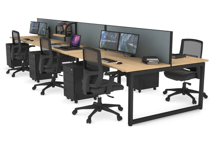 Quadro Loop Leg 6 Person Office Workstations [1200L x 700W] Jasonl black leg maple cool grey (500H x 1200W)