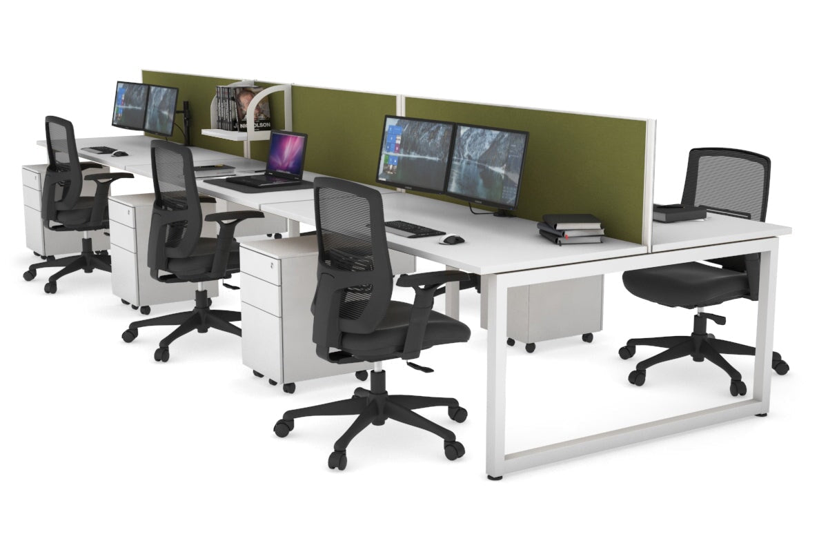 Quadro Loop Leg 6 Person Office Workstations [1200L x 700W] Jasonl white leg white green moss (500H x 1200W)