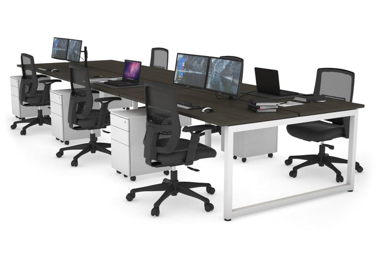 Quadro Loop Leg 6 Person Office Workstations [1200L x 700W] Jasonl white leg dark oak none