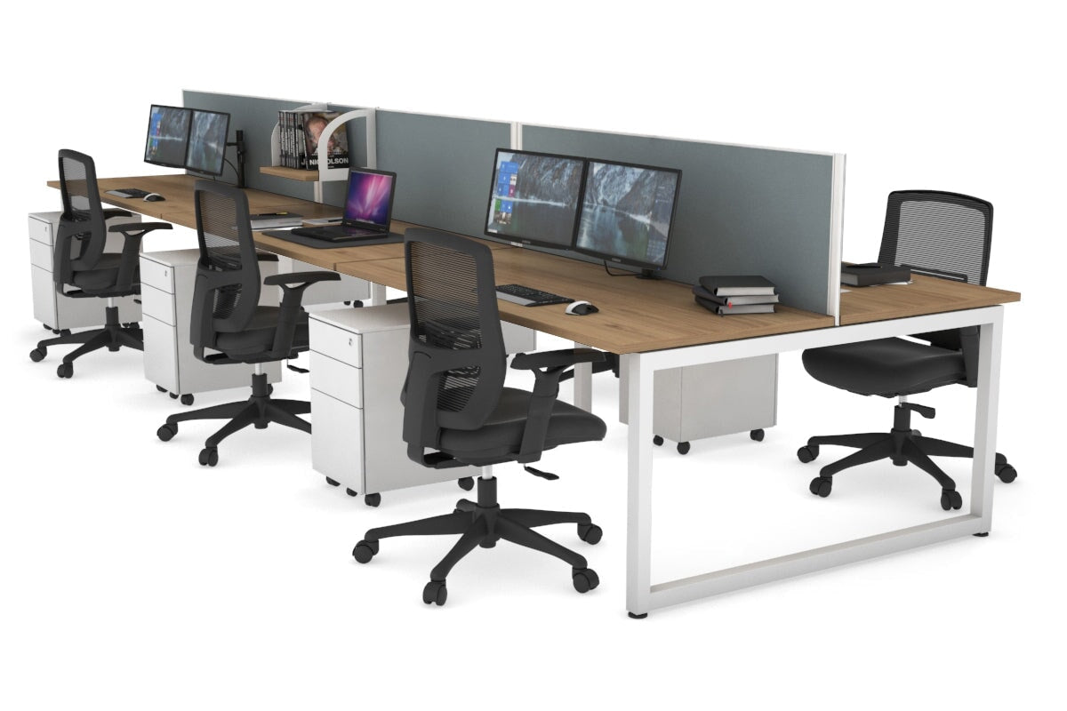 Quadro Loop Leg 6 Person Office Workstations [1200L x 700W] Jasonl white leg salvage oak cool grey (500H x 1200W)