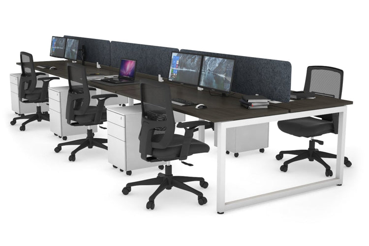 Quadro Loop Leg 6 Person Office Workstations [1200L x 700W] Jasonl white leg dark oak dark grey echo panel (400H x 1200W)
