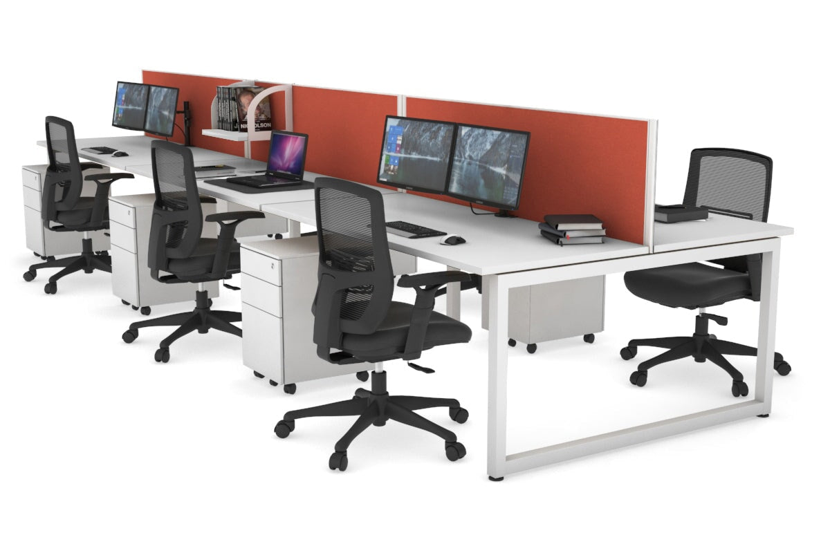 Quadro Loop Leg 6 Person Office Workstations [1200L x 700W] Jasonl white leg white orange squash (500H x 1200W)