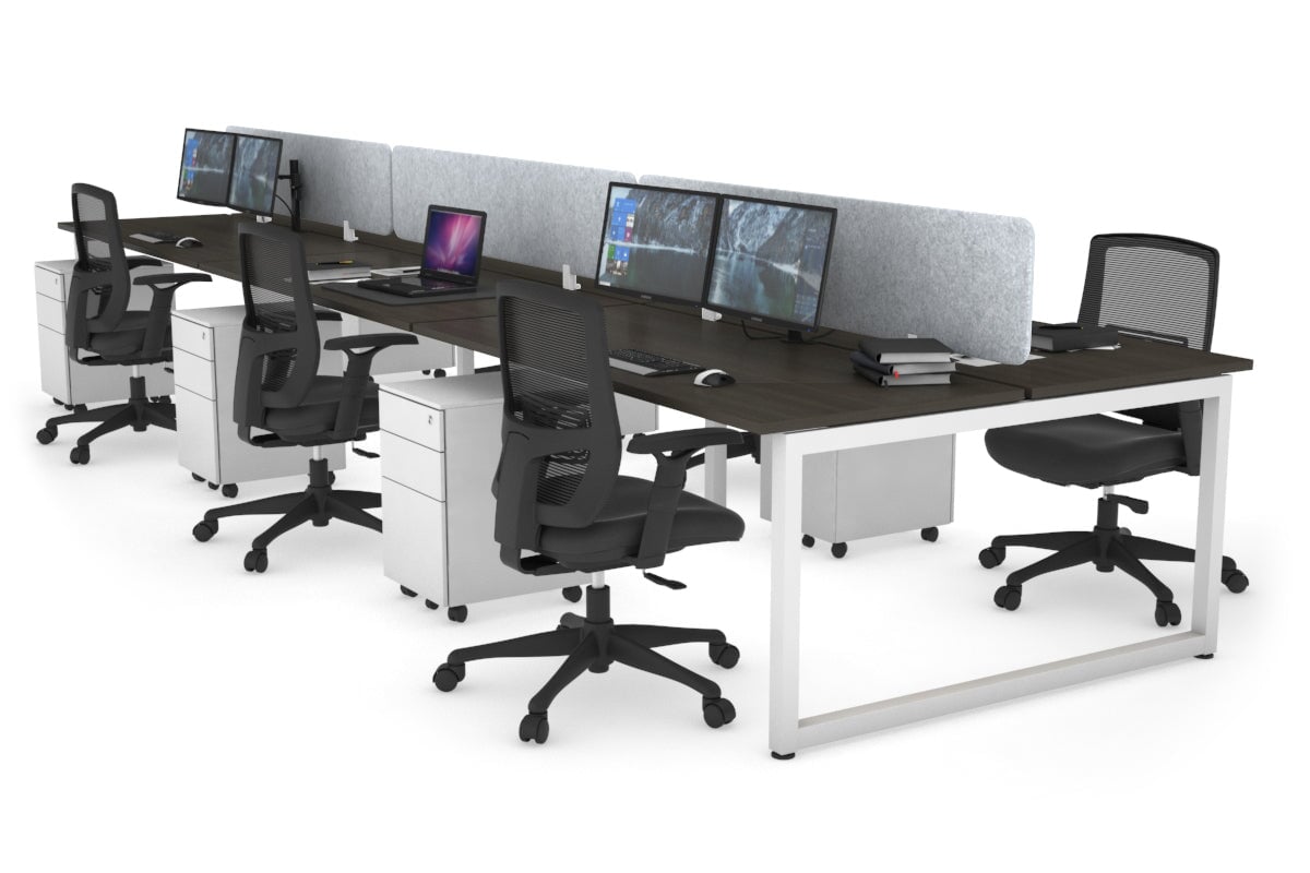 Quadro Loop Leg 6 Person Office Workstations [1200L x 700W] Jasonl white leg dark oak light grey echo panel (400H x 1200W)