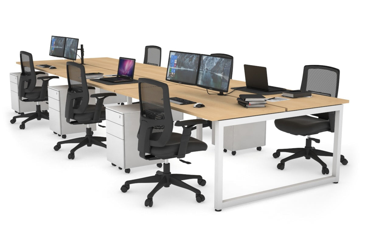 Quadro Loop Leg 6 Person Office Workstations [1200L x 700W] Jasonl white leg maple none