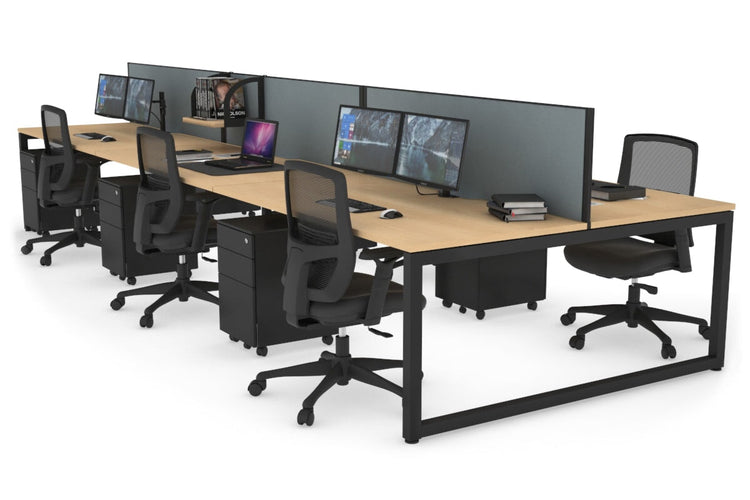 Quadro Loop Leg 6 Person Office Workstations [1200L x 800W with Cable Scallop] Jasonl black leg maple cool grey (500H x 1200W)