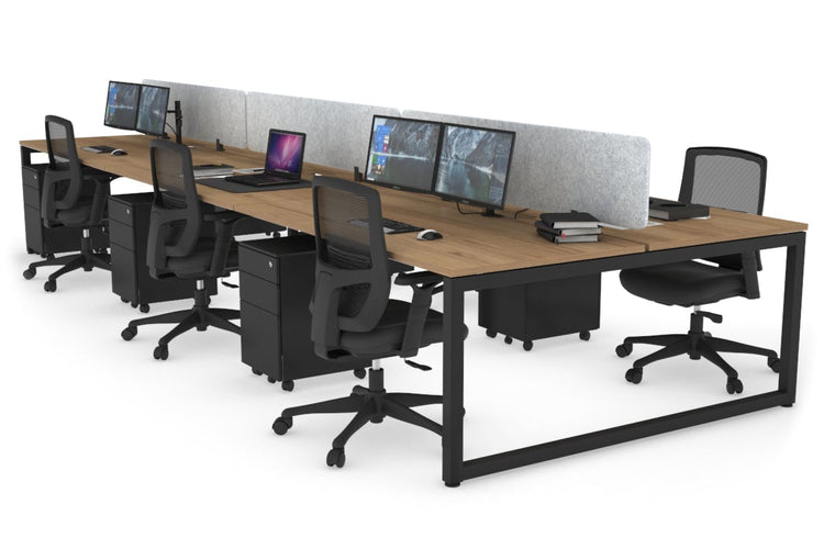 Quadro Loop Leg 6 Person Office Workstations [1200L x 800W with Cable Scallop] Jasonl black leg salvage oak light grey echo panel (400H x 1200W)