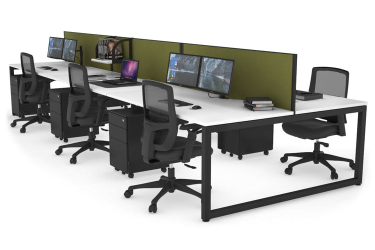 Quadro Loop Leg 6 Person Office Workstations [1200L x 800W with Cable Scallop] Jasonl black leg white green moss (500H x 1200W)