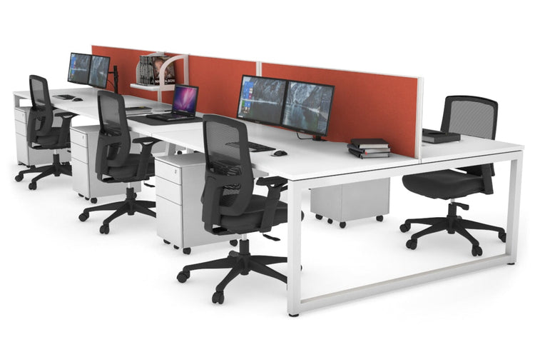 Quadro Loop Leg 6 Person Office Workstations [1200L x 800W with Cable Scallop] Jasonl white leg white orange squash (500H x 1200W)
