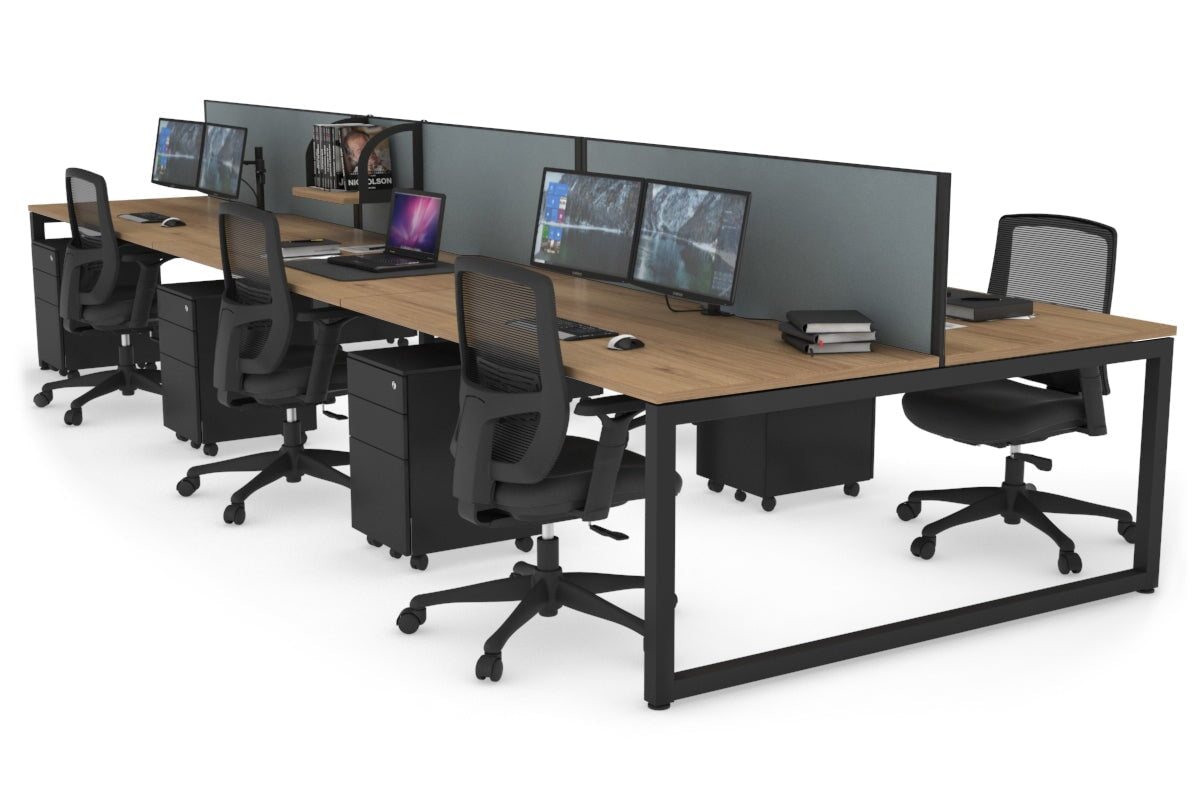 Quadro Loop Leg 6 Person Office Workstations [1200L x 800W with Cable Scallop] Jasonl black leg salvage oak cool grey (500H x 1200W)