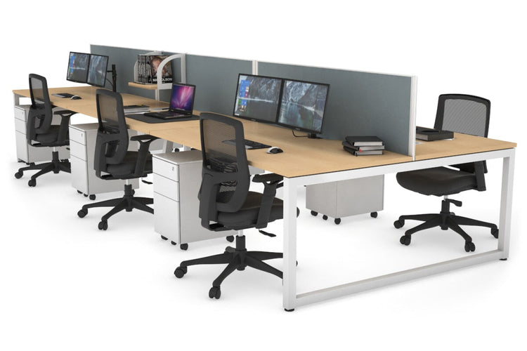 Quadro Loop Leg 6 Person Office Workstations [1200L x 800W with Cable Scallop] Jasonl white leg maple cool grey (500H x 1200W)