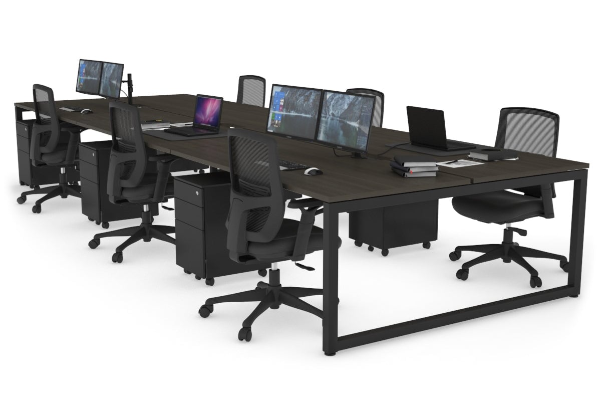 Quadro Loop Leg 6 Person Office Workstations [1200L x 800W with Cable Scallop] Jasonl black leg dark oak none