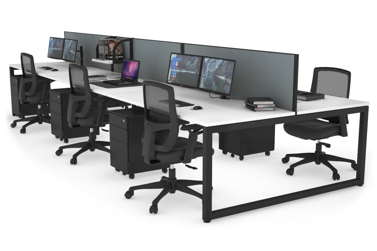 Quadro Loop Leg 6 Person Office Workstations [1200L x 800W with Cable Scallop] Jasonl black leg white cool grey (500H x 1200W)