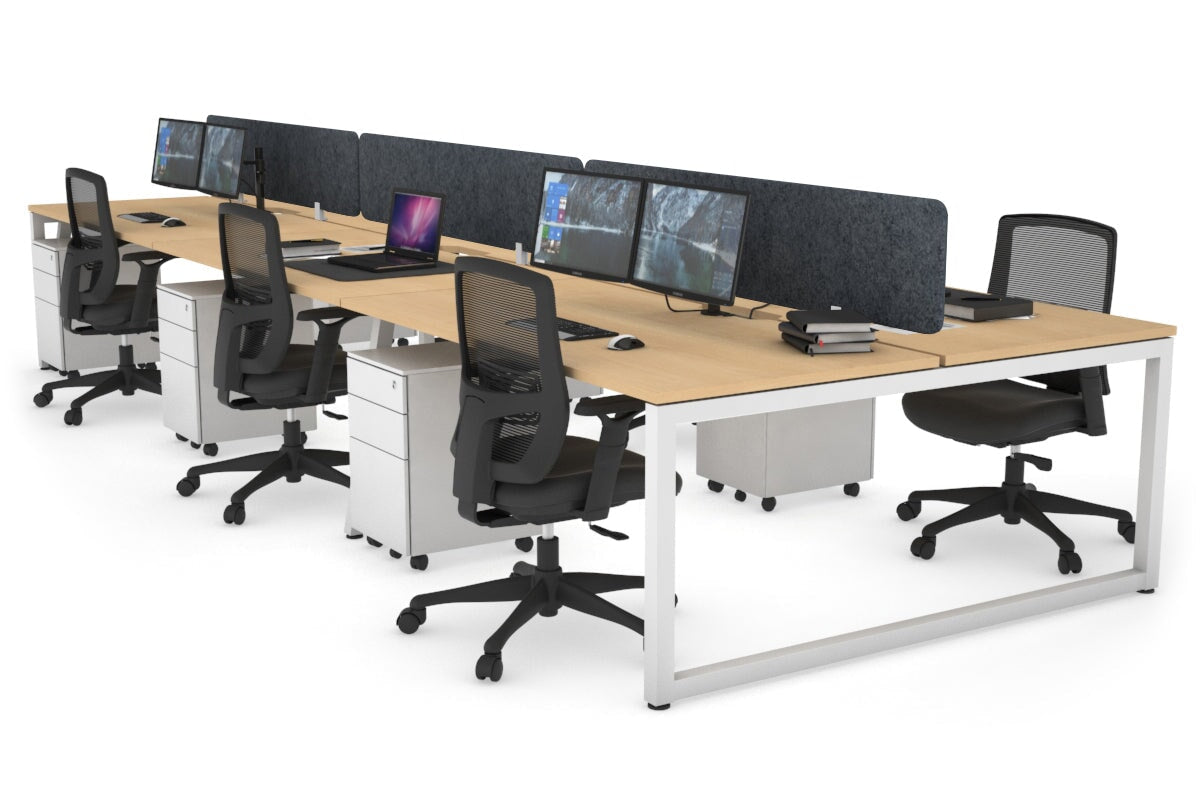 Quadro Loop Leg 6 Person Office Workstations [1200L x 800W with Cable Scallop] Jasonl white leg maple dark grey echo panel (400H x 1200W)