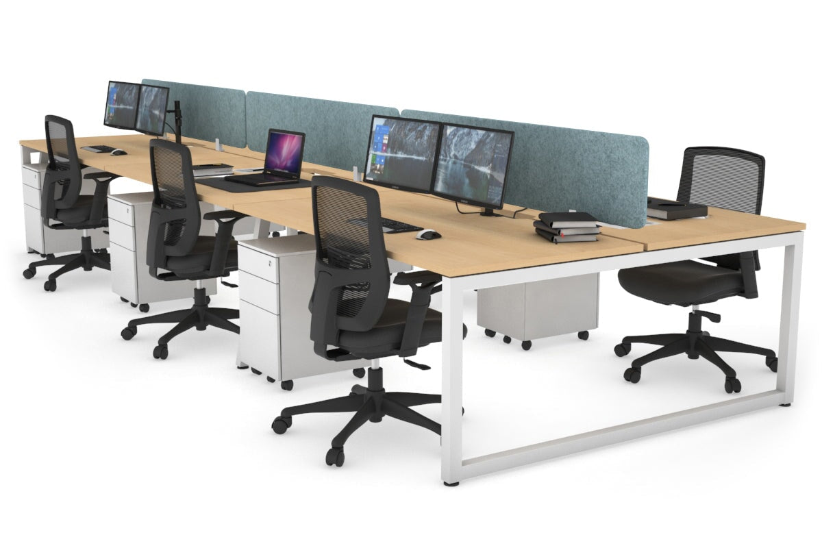 Quadro Loop Leg 6 Person Office Workstations [1200L x 800W with Cable Scallop] Jasonl white leg maple blue echo panel (400H x 1200W)