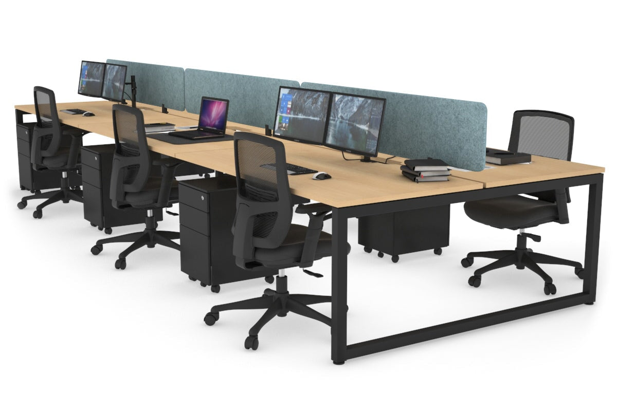 Quadro Loop Leg 6 Person Office Workstations [1200L x 800W with Cable Scallop] Jasonl black leg maple blue echo panel (400H x 1200W)