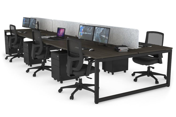 Quadro Loop Leg 6 Person Office Workstations [1200L x 800W with Cable Scallop] Jasonl black leg dark oak light grey echo panel (400H x 1200W)
