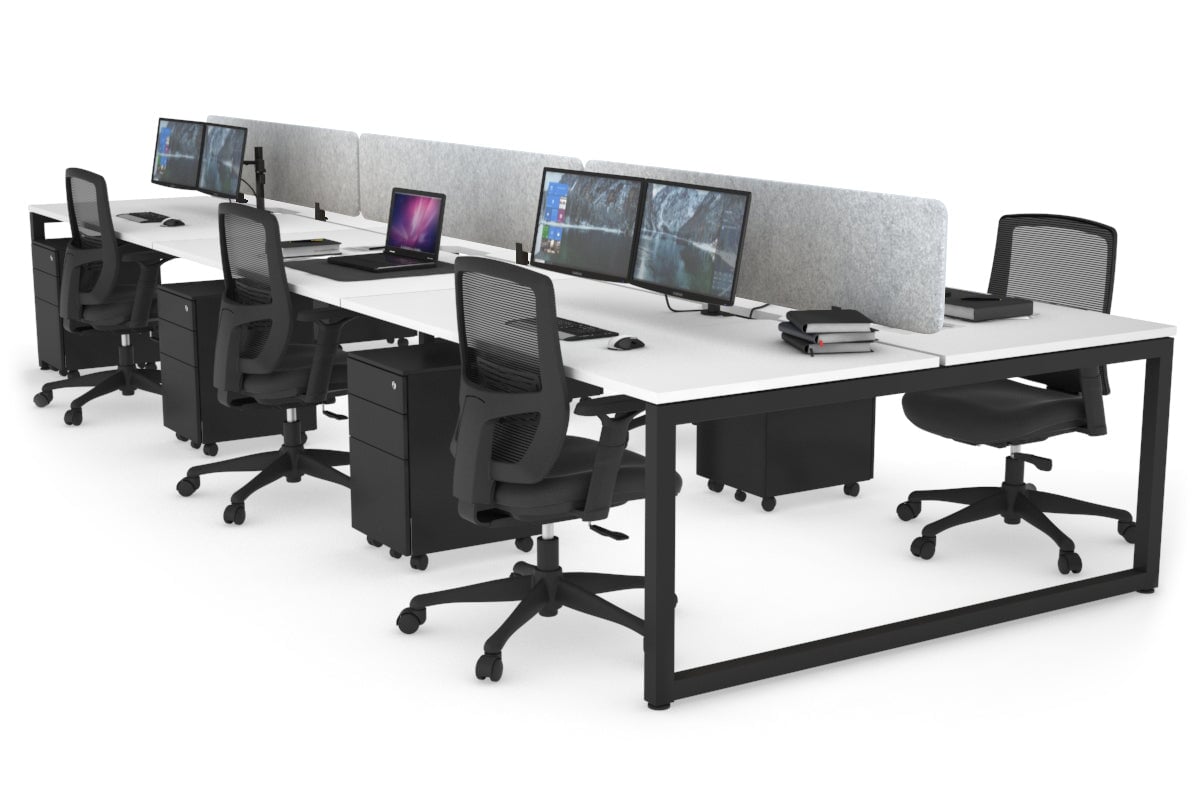 Quadro Loop Leg 6 Person Office Workstations [1200L x 800W with Cable Scallop] Jasonl black leg white light grey echo panel (400H x 1200W)
