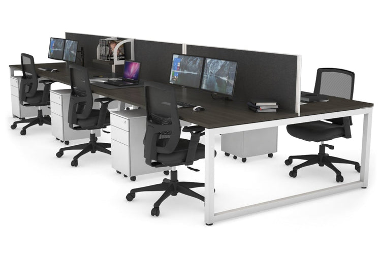 Quadro Loop Leg 6 Person Office Workstations [1200L x 800W with Cable Scallop] Jasonl white leg dark oak moody charcoal (500H x 1200W)