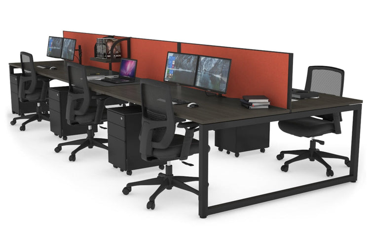 Quadro Loop Leg 6 Person Office Workstations [1200L x 800W with Cable Scallop] Jasonl black leg dark oak orange squash (500H x 1200W)