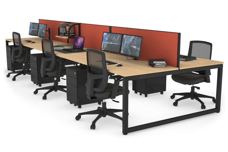 Quadro Loop Leg 6 Person Office Workstations [1200L x 800W with Cable Scallop] Jasonl black leg maple orange squash (500H x 1200W)