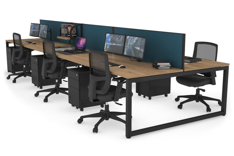 Quadro Loop Leg 6 Person Office Workstations [1200L x 800W with Cable Scallop] Jasonl black leg salvage oak deep blue (500H x 1200W)