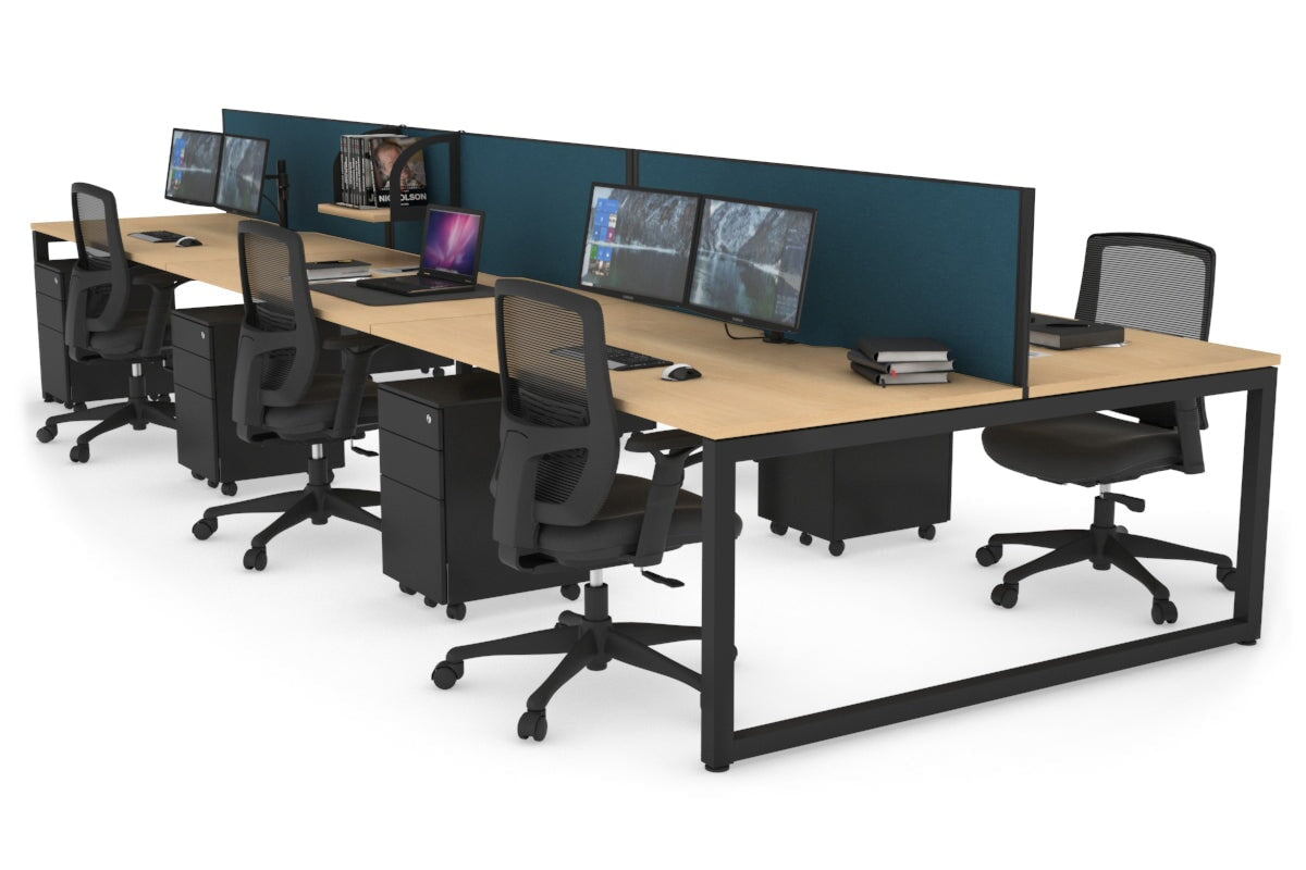Quadro Loop Leg 6 Person Office Workstations [1200L x 800W with Cable Scallop] Jasonl black leg maple deep blue (500H x 1200W)